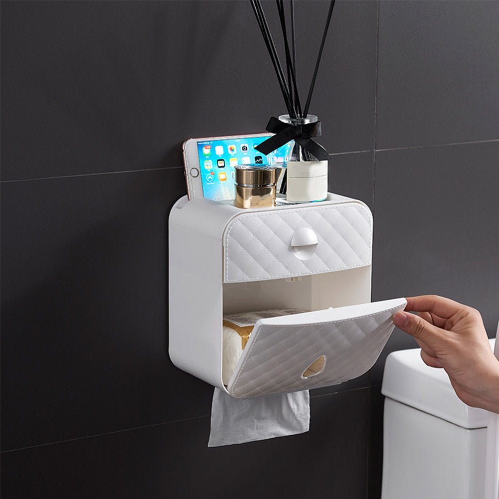 Wall Mounted Toilet Paper Holder With Shelf Storage image 6