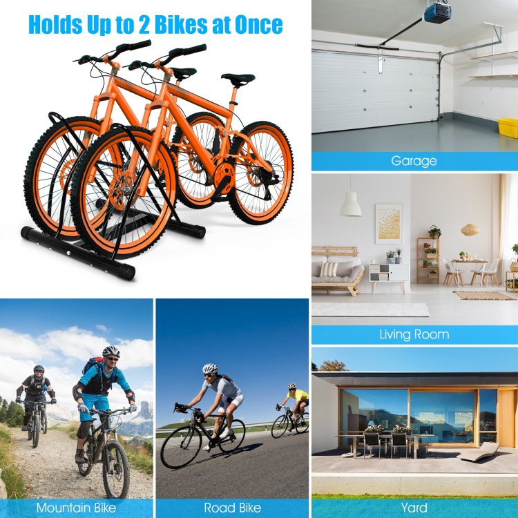 Bike Stand Cycling Rack Floor Storage Organizer for 2-Bicycle image 7