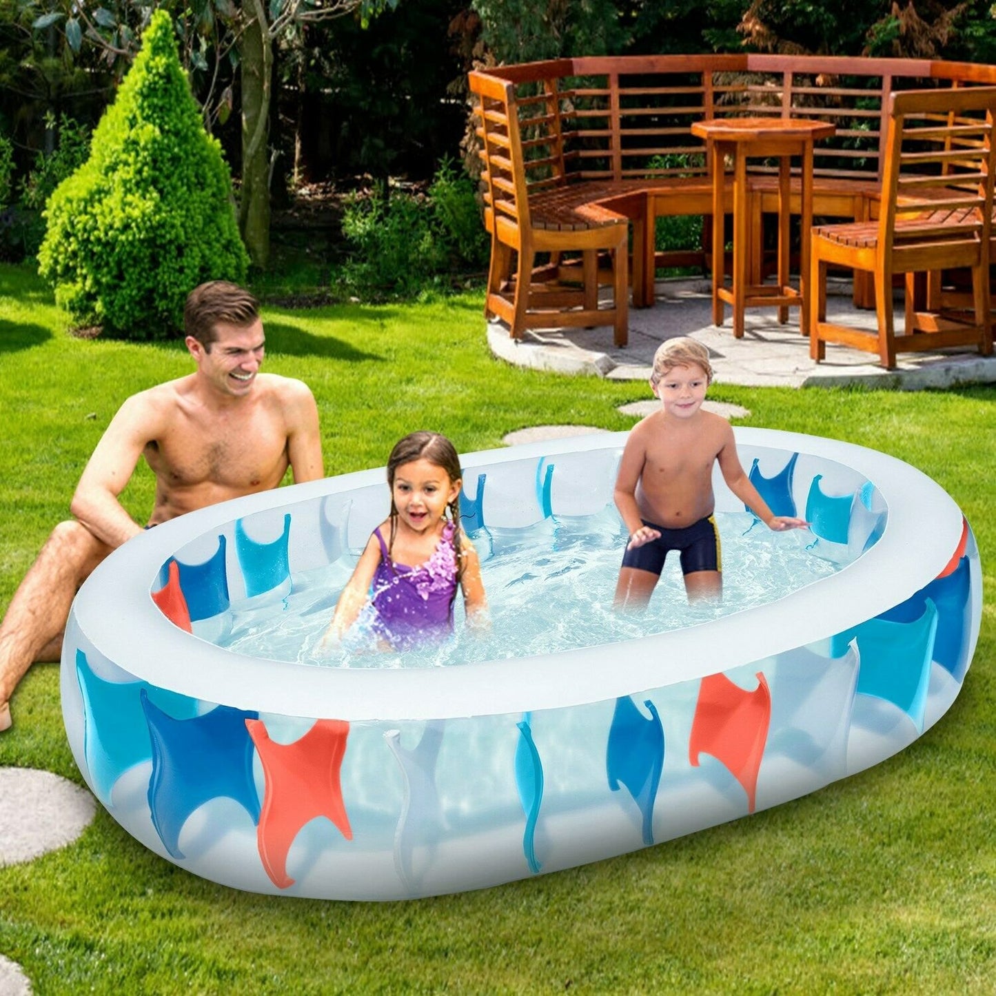 Large Family Above Ground Blow Up Adult Inflatable Swimming Pool image 1