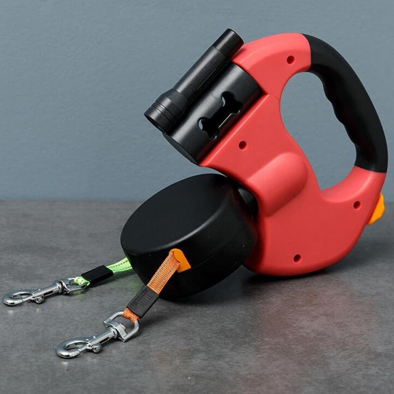 Dual Dog Rope Leash with Light Retractable image 1