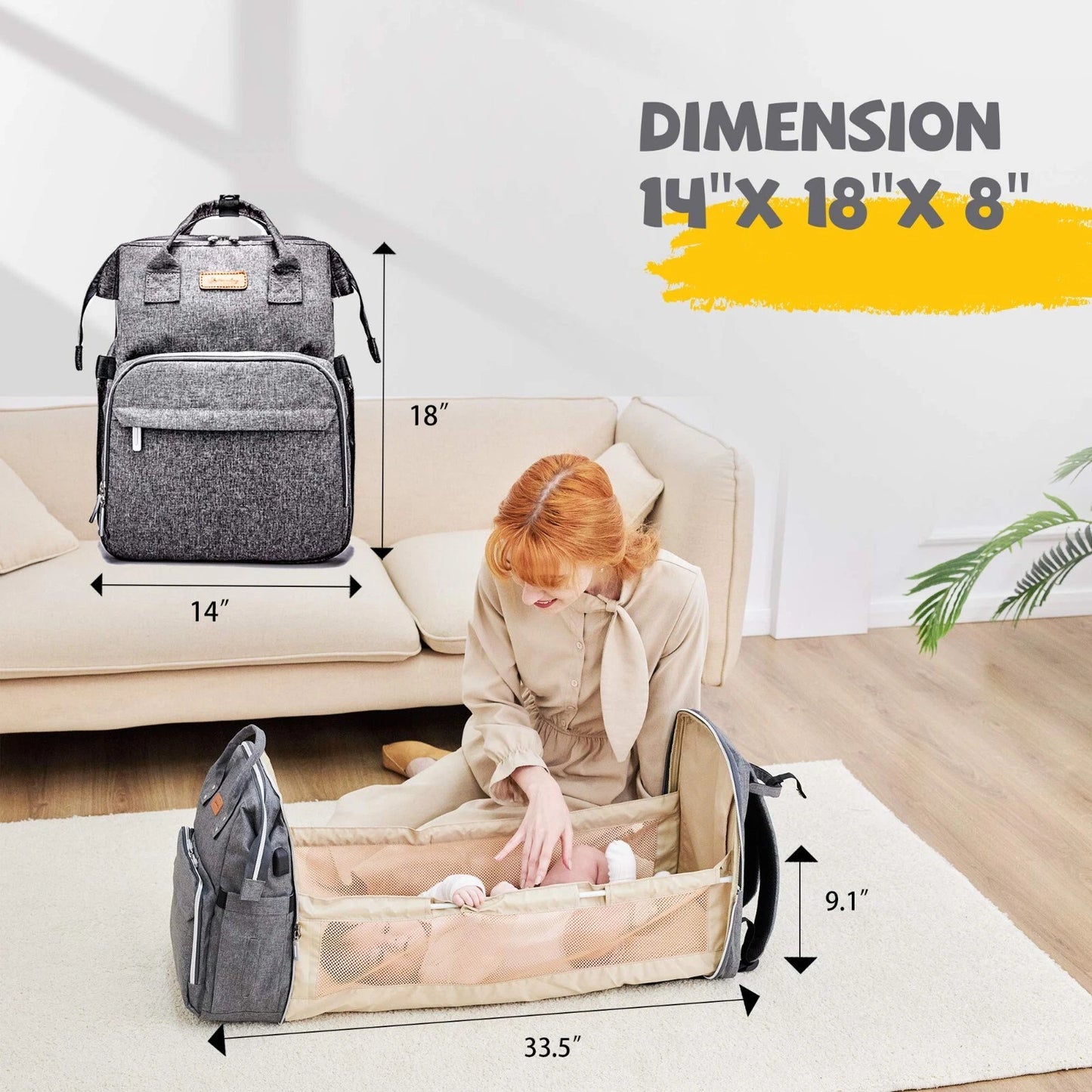 Portable 3 in 1 Travel Baby Crib Bed Diaper Bag image 5