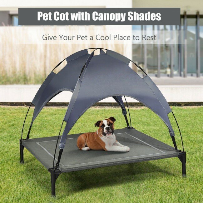 Portable Elevated Outdoor Pet Bed with Removable Canopy Shade image 9