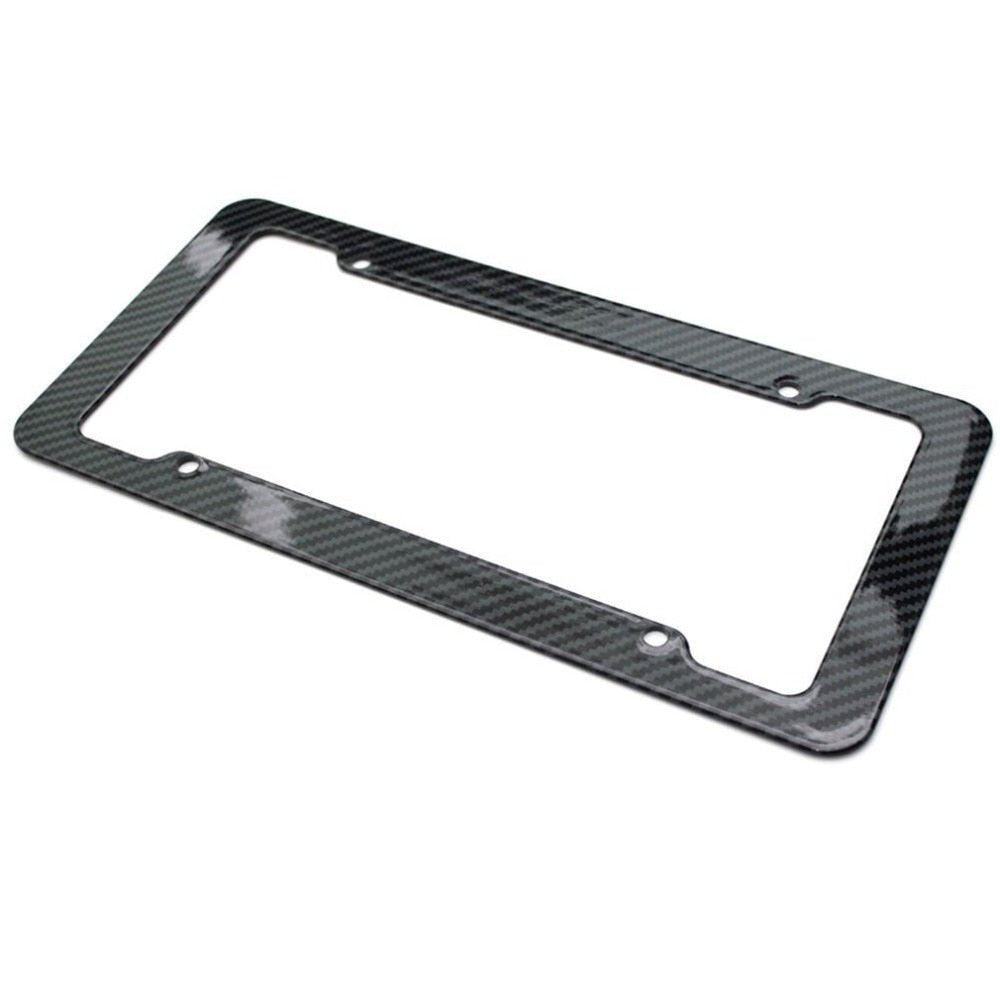 Premium Carbon Fiber Black Vehicle License Plate Holder Frame image 1