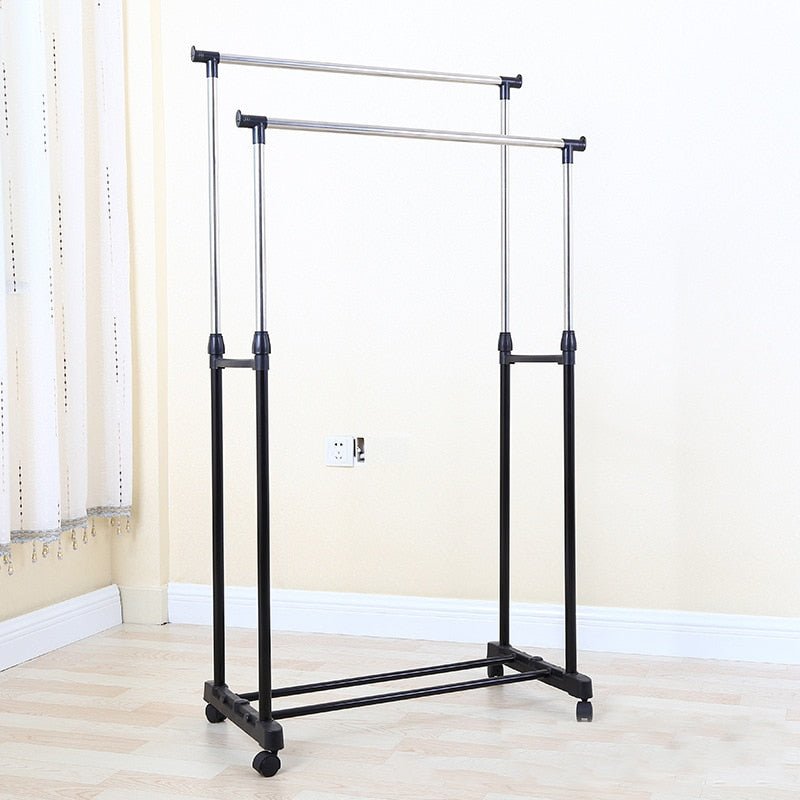 Heavy Duty Double Rail Portable Rolling Clothes Hanger Rack image 0