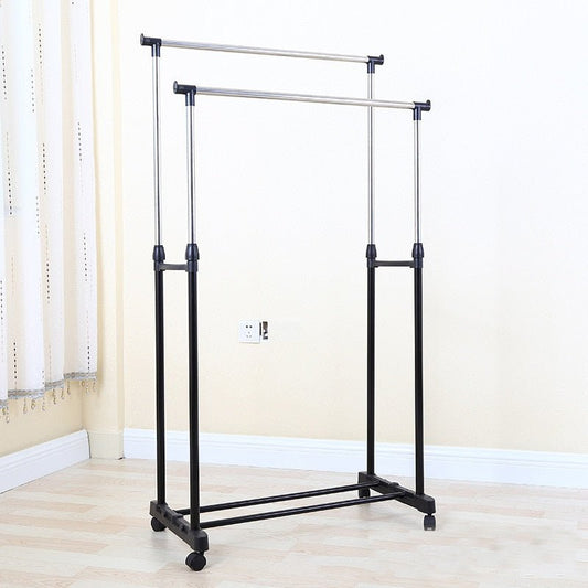 Heavy Duty Double Rail Portable Rolling Clothes Hanger Rack image 0