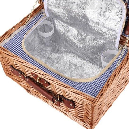 Large Insulated Wicker Picnic Basket Set image 4