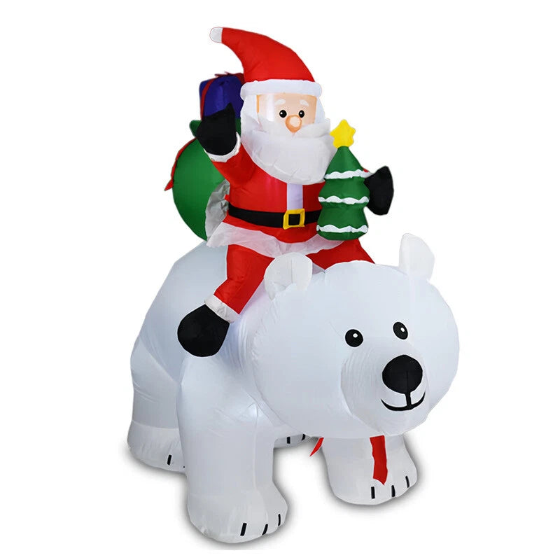 Giant Inflatable Outdoor Christmas Blow Up Santa With Polar Bear 7 Ft image 5