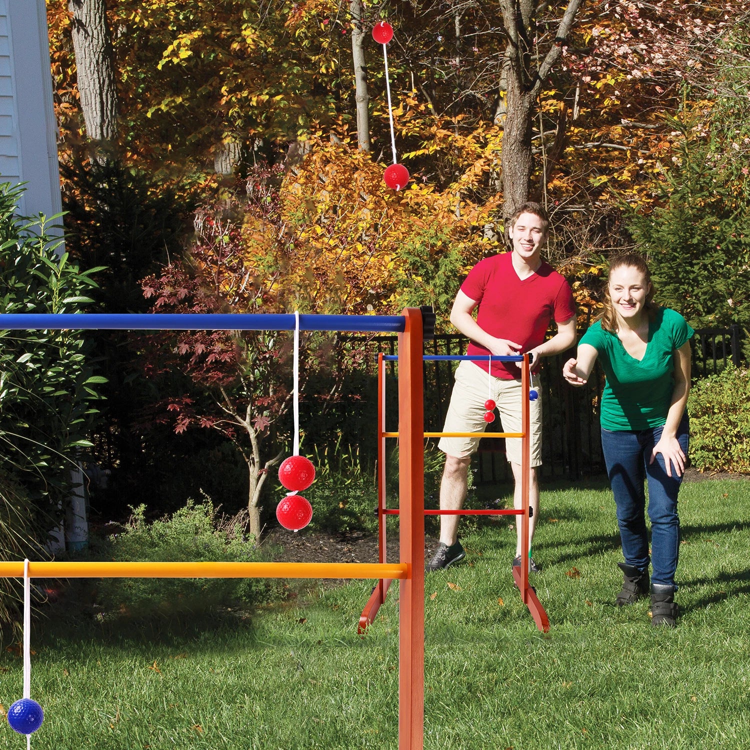 Premium Wooden Ladder Ball Golf Toss Game Set image 1