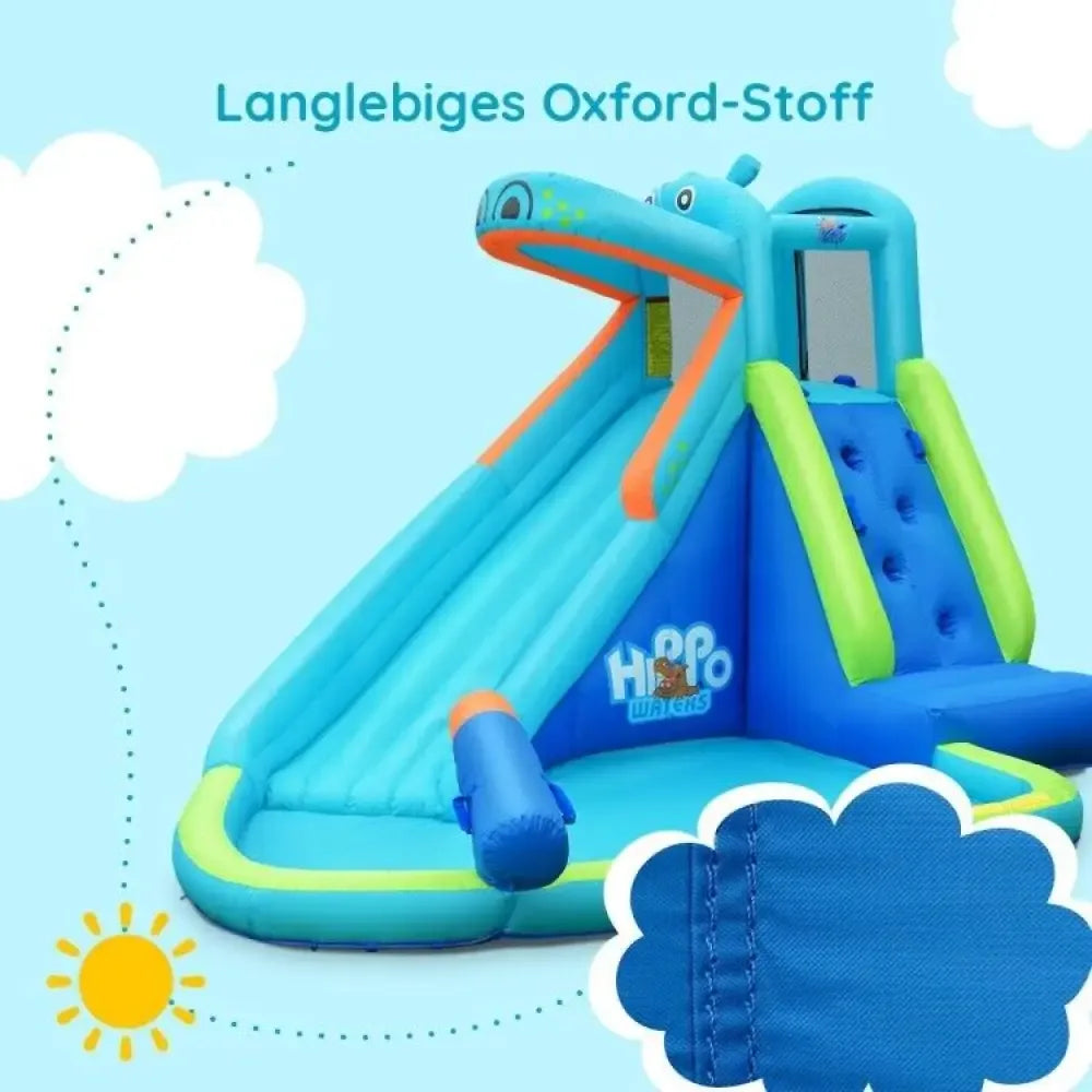 Fun Hippo Inflatable Water Slide Kids Blow Up Bouncy House Pool Slide