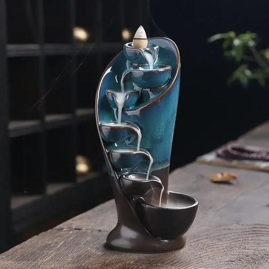 Handmade Torch Waterfall Incense Burner Ceramic Backflow Censer Home Decor
