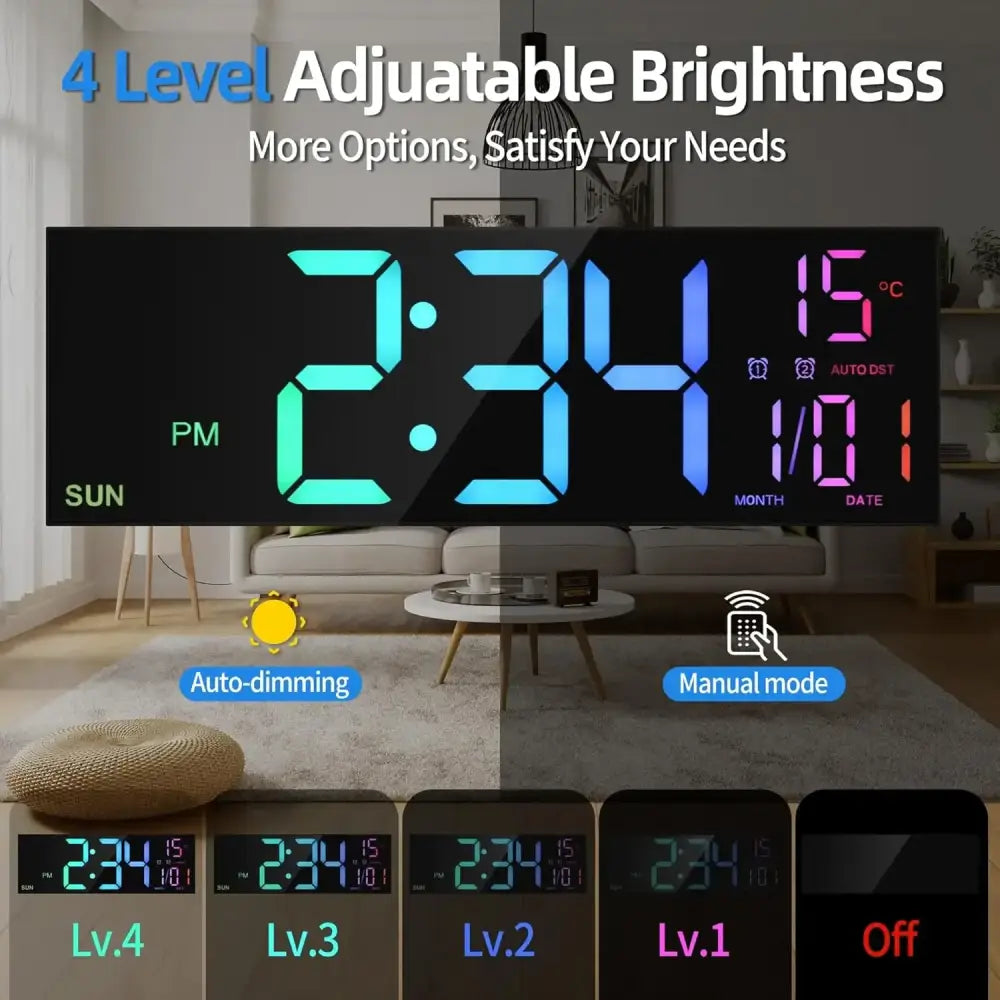 LED Digital Wall Clock with Remote Control