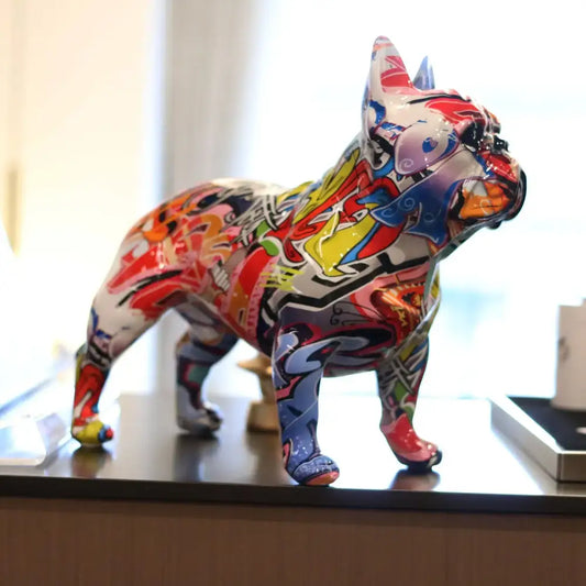 Modern Colorful French Bulldog Statue