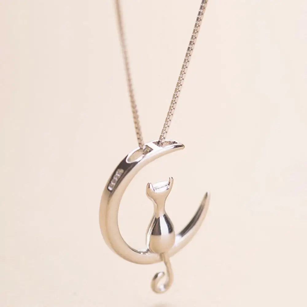 Moon Cat Charm Necklace