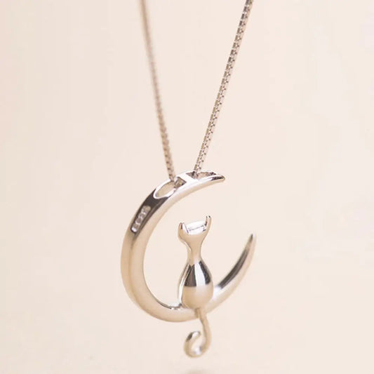 Moon Cat Charm Necklace