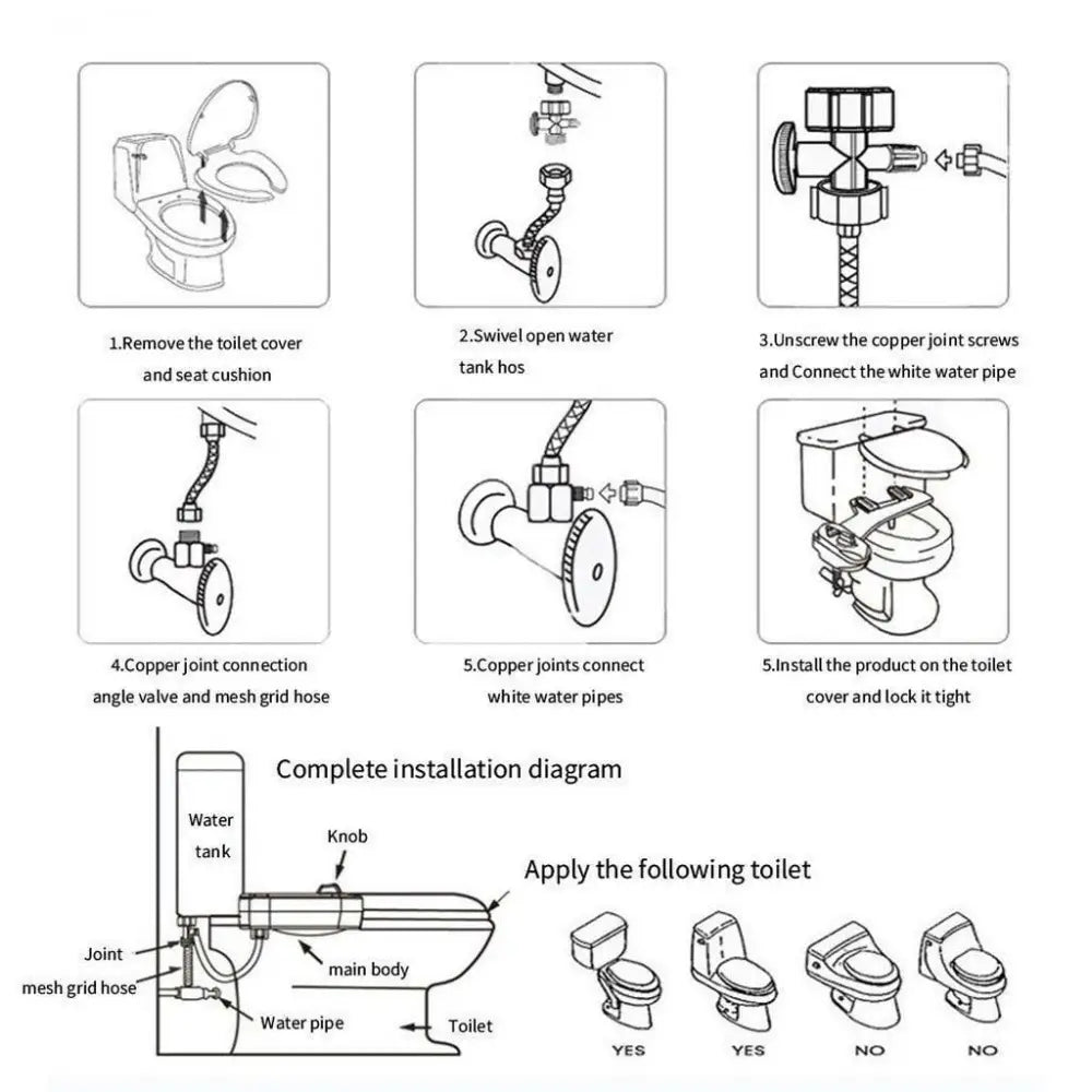 Power-Free Toilet Bidet Attachment
