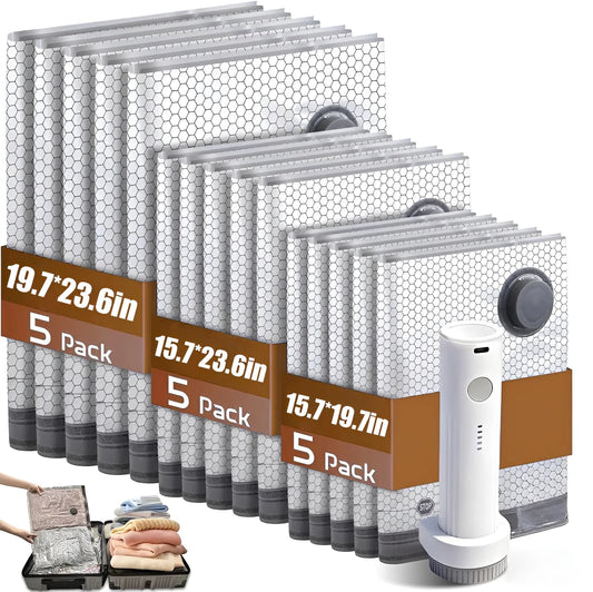 Cordless Compression Travel Vacuum Bag Set-15 Pack