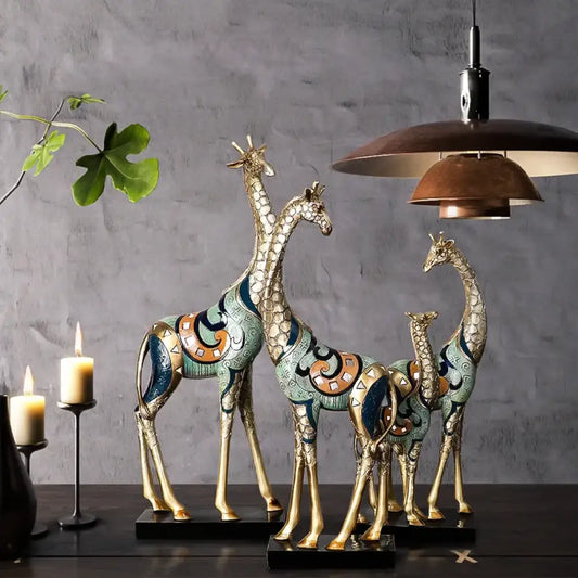 Resin LUCKY Giraffe Elk Figurine Statue Home Living Room Decor Crafts Sculpture