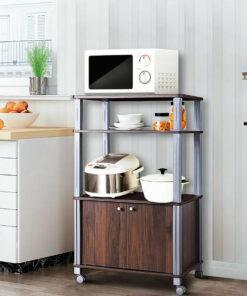 Modern Kitchen Wooden Bakers Rack With Storage Drawers