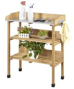 Outdoor Garden Wooden Potting Workbench Table Station