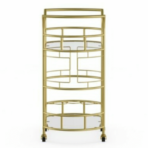 Modern Rolling Wine Liquor Beverage Gold Bar Cart - Image 3