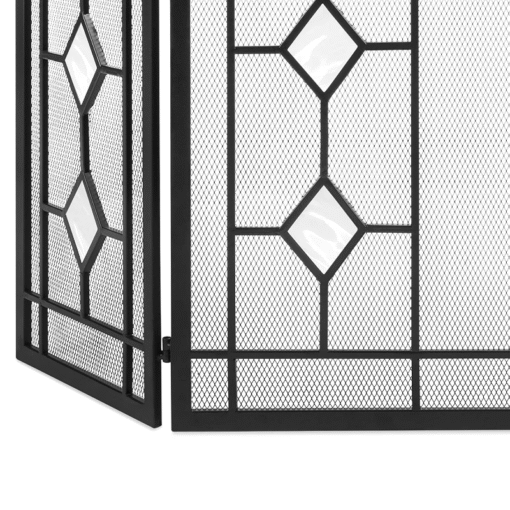 Modern Decorative Black Fireplace Screen Door 3 Panel - Image 5