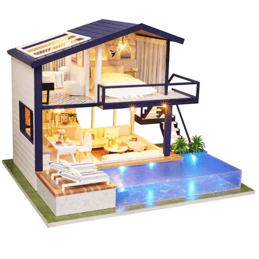 Modern Miniature Lighted DIY Dollhouse Kit - Image 2