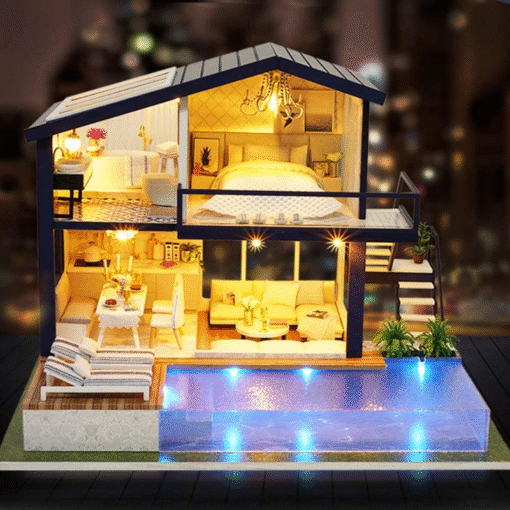 Modern Miniature Lighted DIY Dollhouse Kit - Image 5
