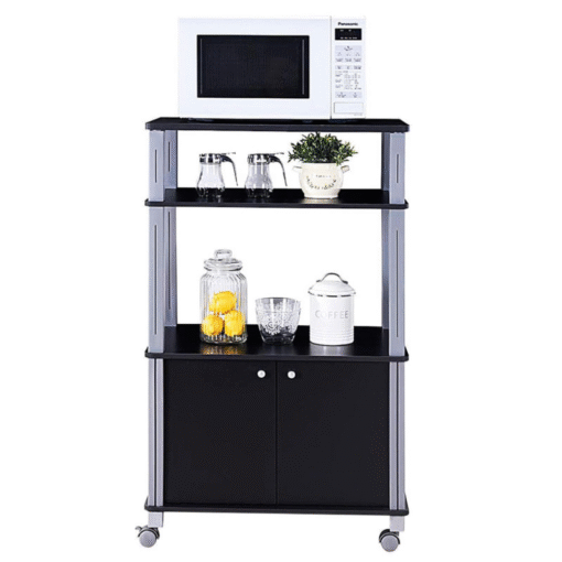 Modern Kitchen Wooden Bakers Rack With Storage Drawers - Image 4