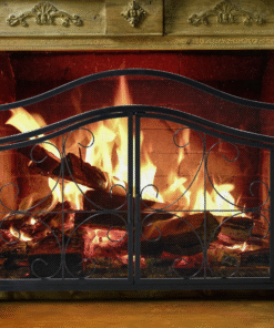 Large Freestanding Two Panel Fireplace Screen Door
