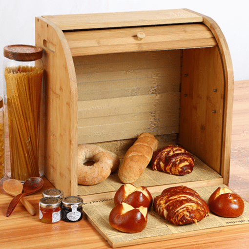 Large Modern Countertop Wooden Bread Storage Box