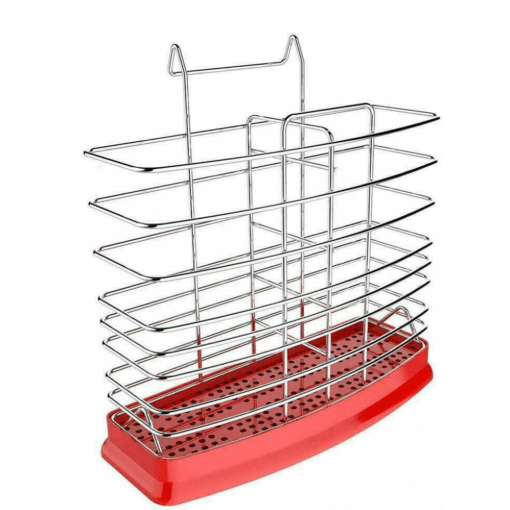 Large Kitchen Red Dish Drying Rack 2 Tier - Image 4