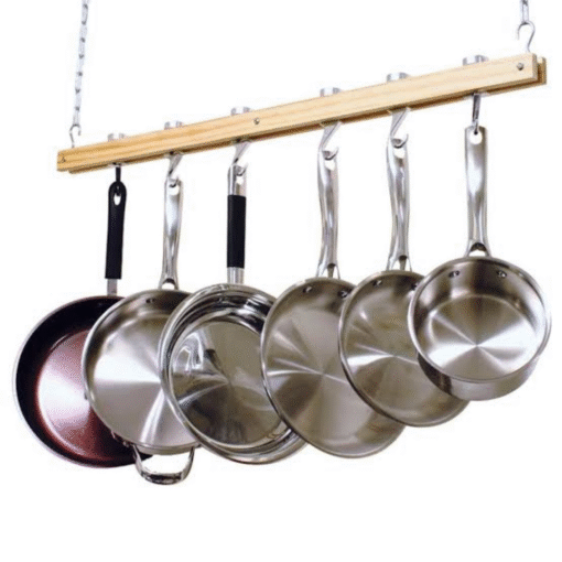 Ceiling Mounted Wooden Hanging Pots And Pans Rack - Image 2