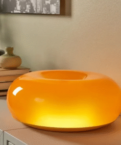 Donut Lamp – LED Dimmable Orange Table & Wall Lamp, Energy-Efficient Glass Light for Living Room, Bedroom, Dorm