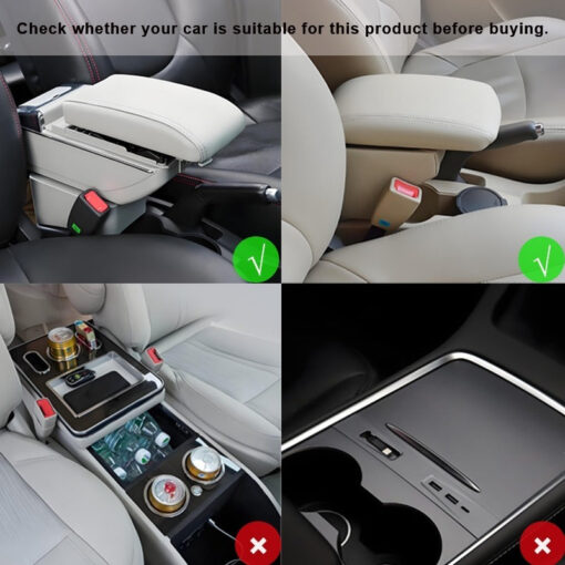 Car Armrest Box Reinforced Pad With Side Storage Bag - Image 3