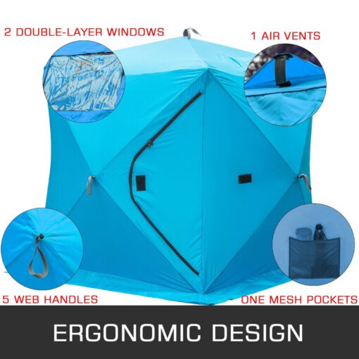 Portable Heavy Duty Pop Up Ice Fishing Shelter Shanty - Image 5