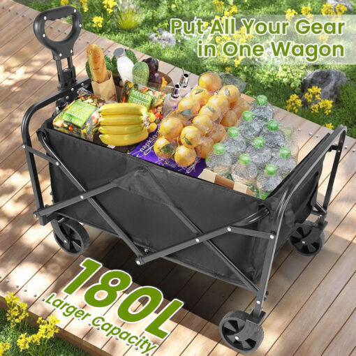 Heavy Duty Collapsible Folding Utility Beach Wagon All Terrain Cart - Image 5