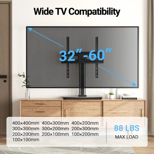 Universal Swivel Tabletop TV Stand Fits 32" to 60" - Image 3