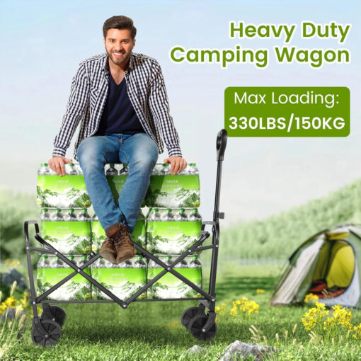 Heavy Duty Collapsible Folding Utility Beach Wagon All Terrain Cart - Image 7