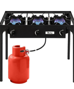 Outdoor Camping Stove Grill: Portable Propane 3-Burner Cooker (225,000 BTU)