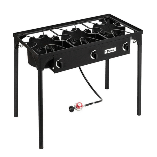 Outdoor Camping Stove Grill: Portable Propane 3-Burner Cooker (225,000 BTU) - Image 2