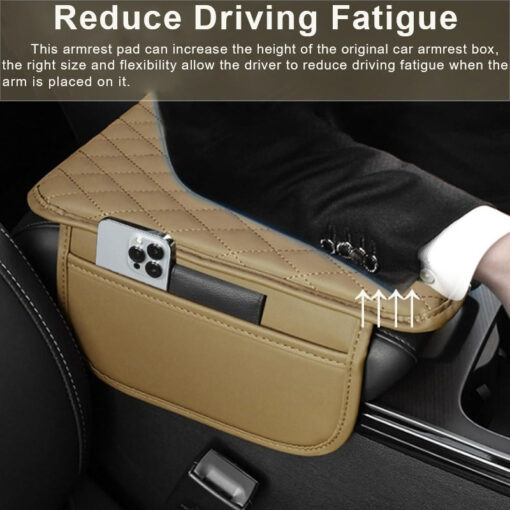 Car Armrest Box Reinforced Pad With Side Storage Bag - Image 5
