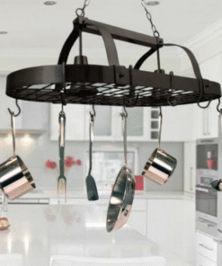 Lighted Ceiling Hanging Pot And Pan Organizer Kitchen Rack