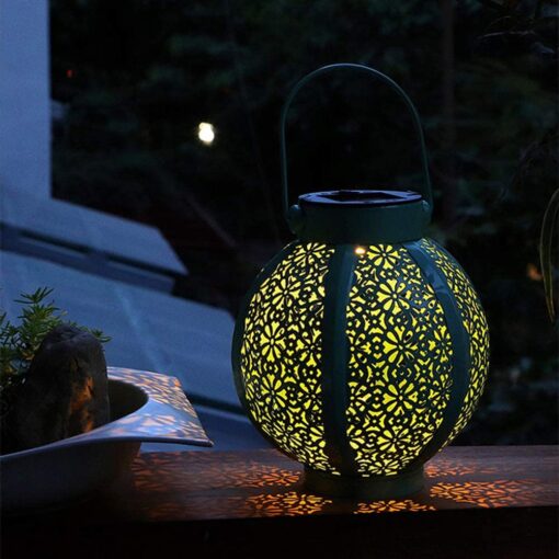 Outdoor Hanging Solar Powered Round Light Lanterns - Image 4