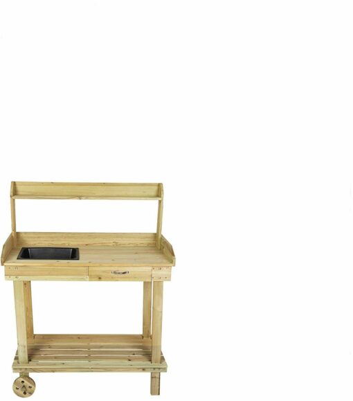 Large Spacious Outdoor Garden Wooden Potting Workbench Table With Sink - Image 3