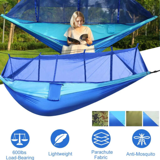 Portable Camping Travel Parachute Hammock With Mosquito Net - Image 4