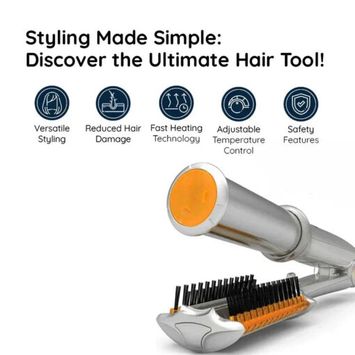 Professional 2 in 1 Rotating Iron Hair Brush - Image 4