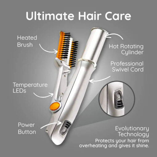 Professional 2 in 1 Rotating Iron Hair Brush - Image 3