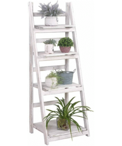Foldable Wall White Ladder Bookcase Shelf