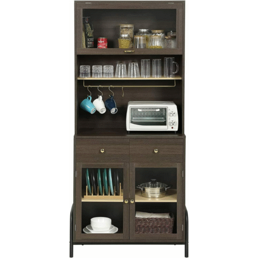 Large Freestanding Wooden Kitchen Pantry Storage Cabinet Closet - Image 2