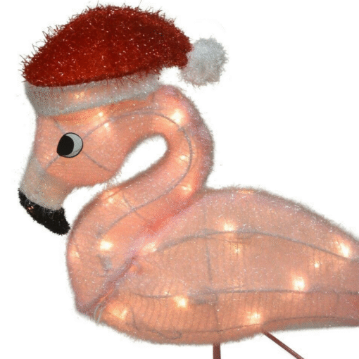 Outdoor LED Lighted Artificial Fake Palm Tree With Flamingo - Image 3